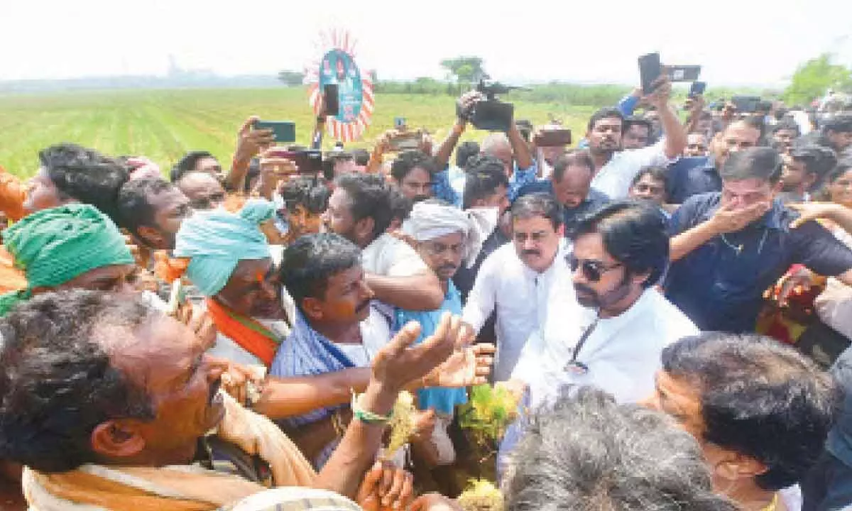 Rajamahendravaram: Pawan Kalyan assures full support to rain-hit farmers