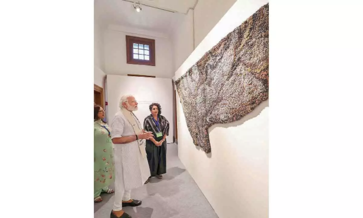 New Delhi: Prime Minister Narendra Modi visits Jana Shakti exhibition
