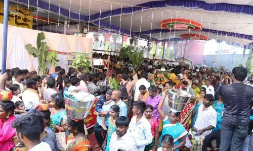 A view of devotee rush at the Gangamma temple in Tirupati