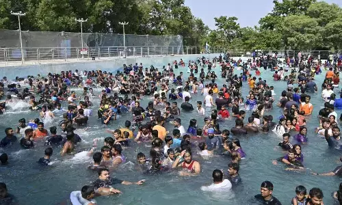 Hyderabad: Youth make a splash in pool to beat the heat