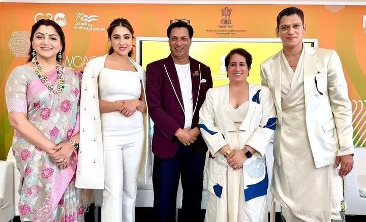 Cannes 2023: Sara Ali Khan Poses Along With Guneet Monga And Joins The Launch Of Indian Pavilion At The Film Festival…