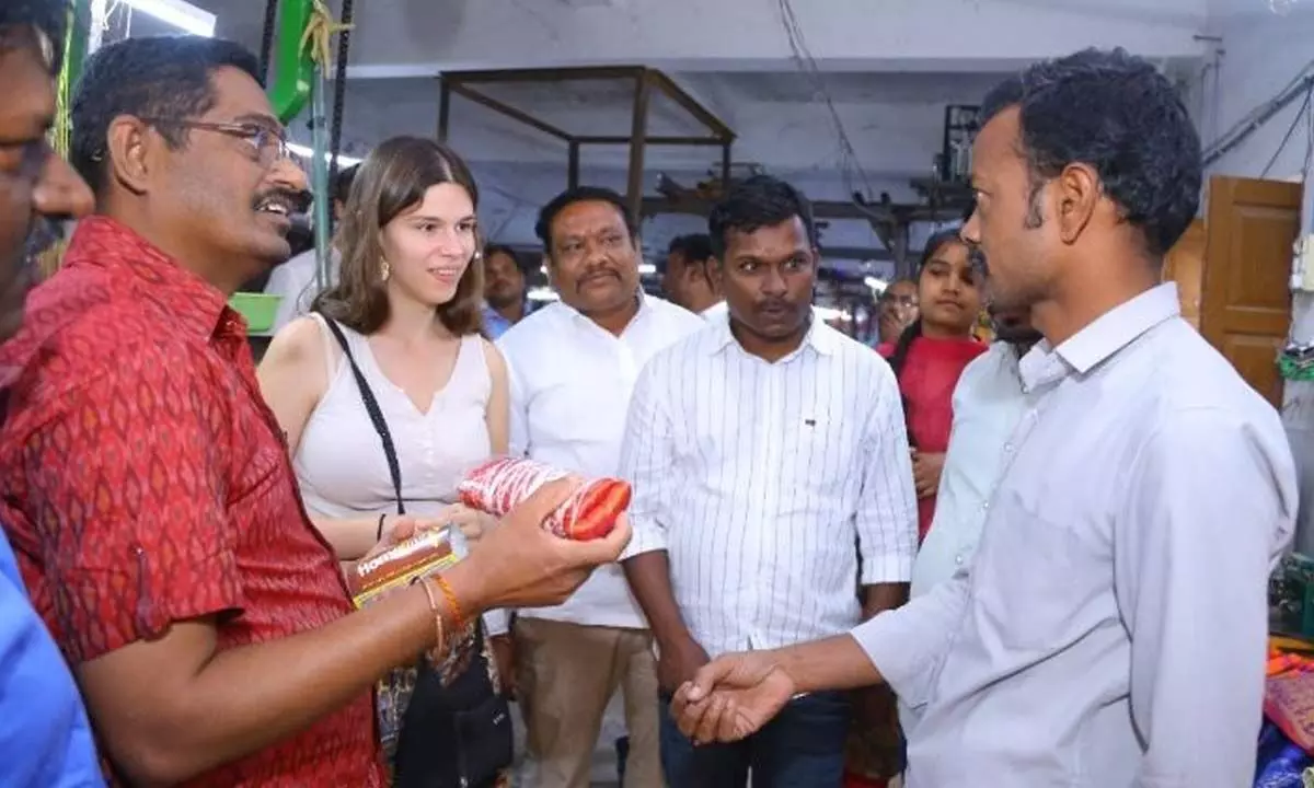 Many foreigners visit Veldi Prasad’s workshop in Sircilla