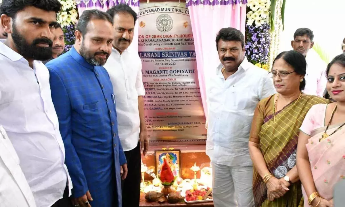 Talasani Srinivas Yadav inaugurates 2BHK houses in Kamala Nagar SPR Hills