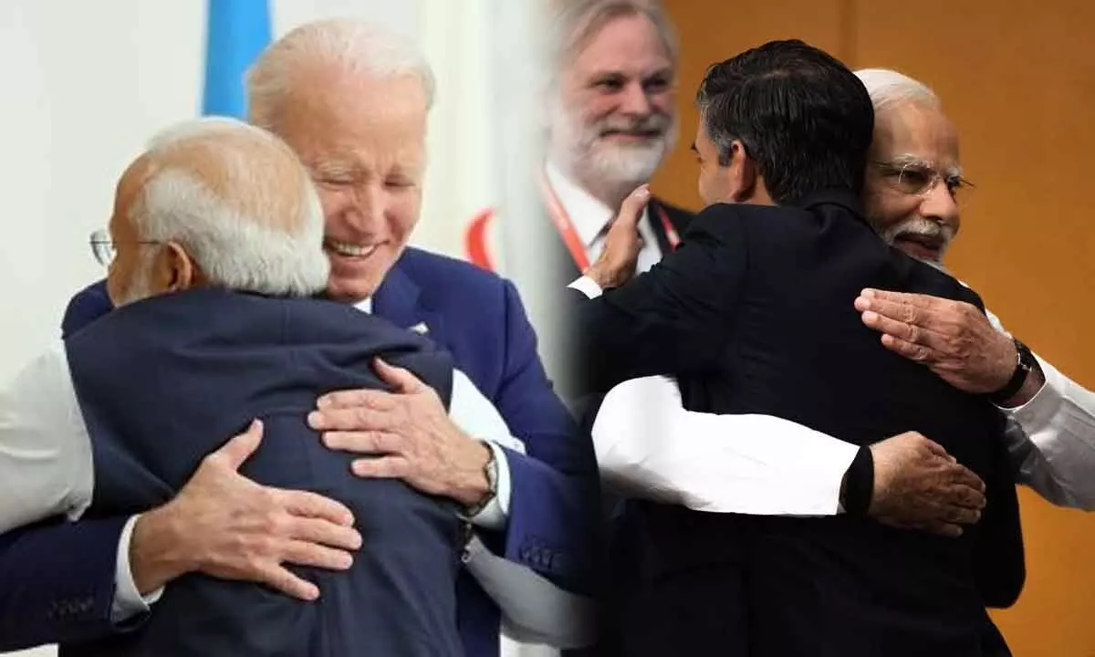 Modi shares hugs with Biden, Sunak