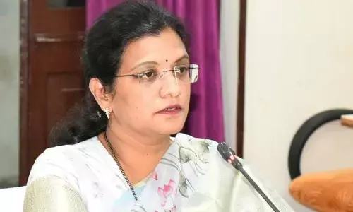 District Collector M Gauthami addressing the sand committee meeting in Anantapur on Sunday