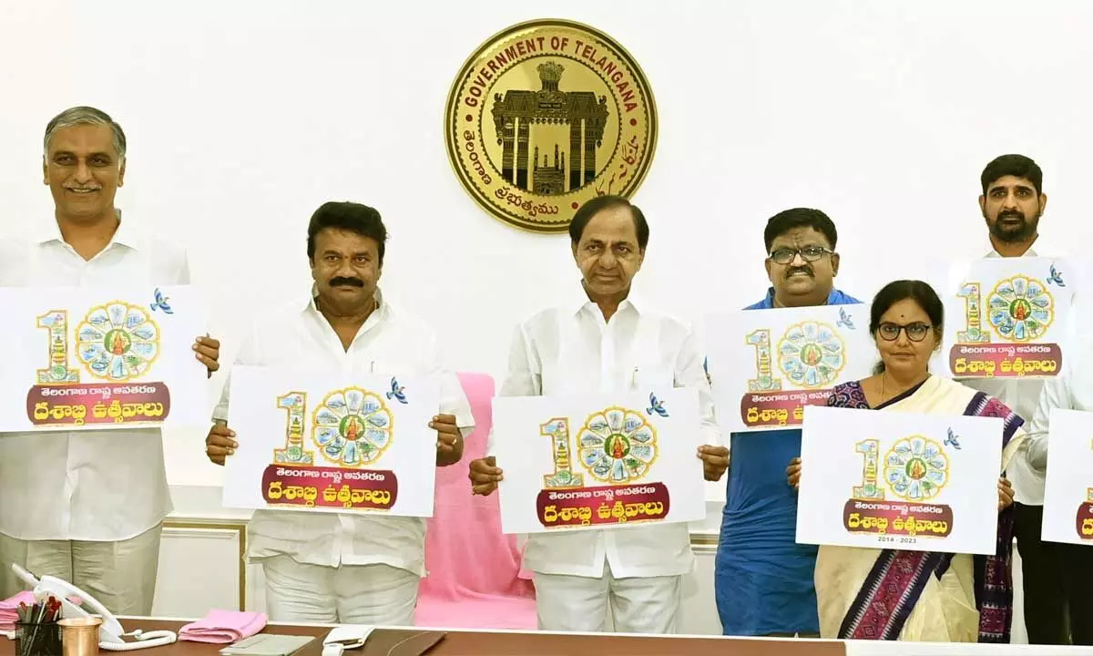 CM KCR unveils logo for decennial celebrations of T formation day