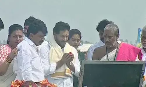 YS Jagan starts Bandaru port works in Machilipatnam