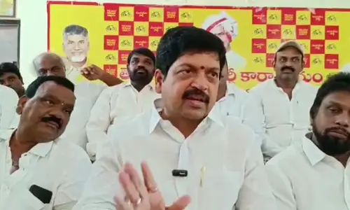 TDP leader and former Minister Kollu Ravindra addressing the media in Machilipatnam on Tuesday