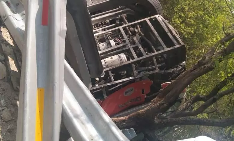 Electrical bus overturns on Tirumala Ghat Road