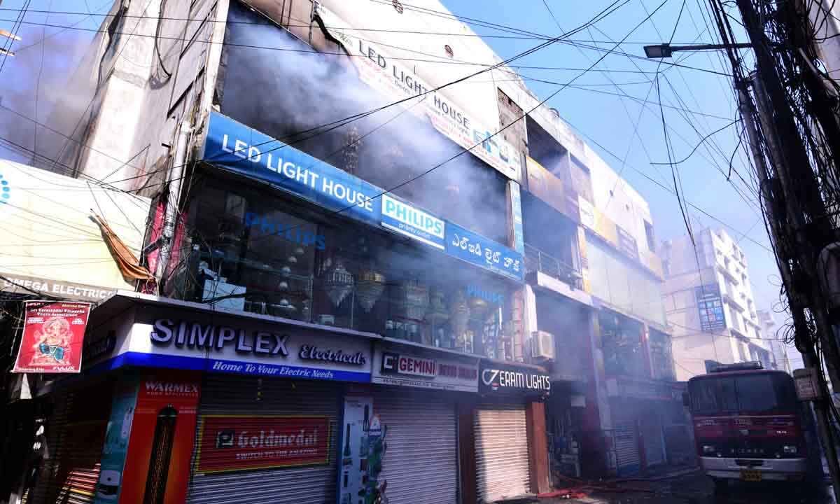 Hyderabad Fire breaks out in electrical goods shop in Troop Bazaar