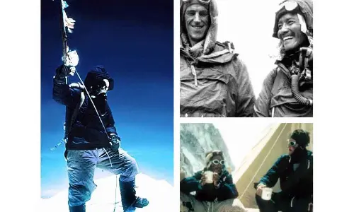Hillary and Norgay are first to summit Mt. Everest