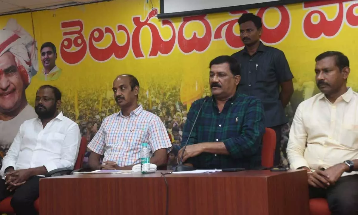 Former minister and north constituency MLA Ganta Srinivasa Rao speaking to the media in Visakhapatnam on Tuesday