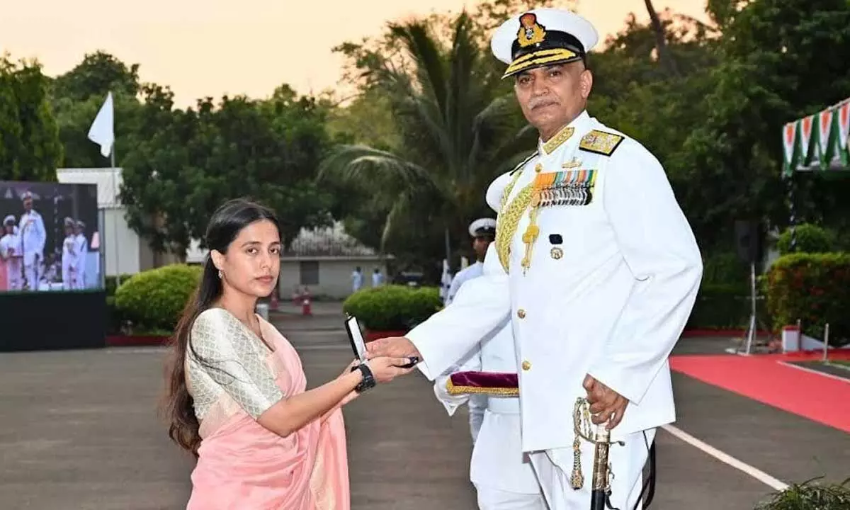 Chief of the Naval Staff (CNS) Admiral R Hari Kumar presented the awards for gallantry and distinguished service at a naval investiture ceremony in Visakhapatnam on Wednesday