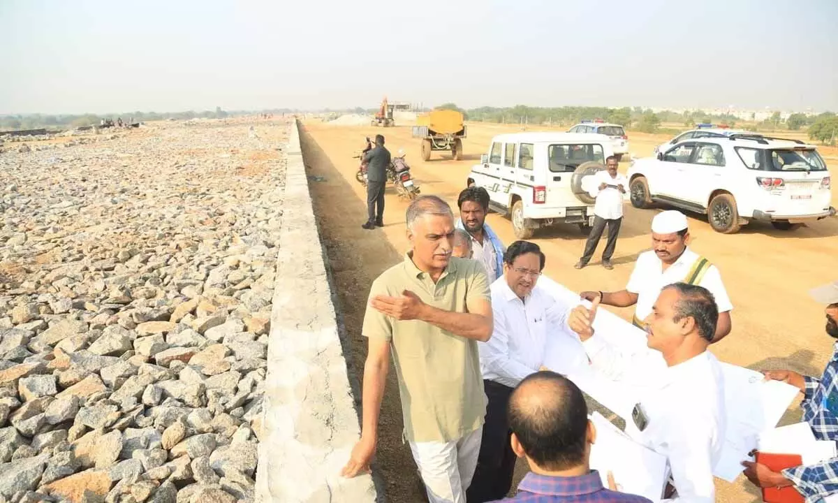 Harish Rao inspects railway line work