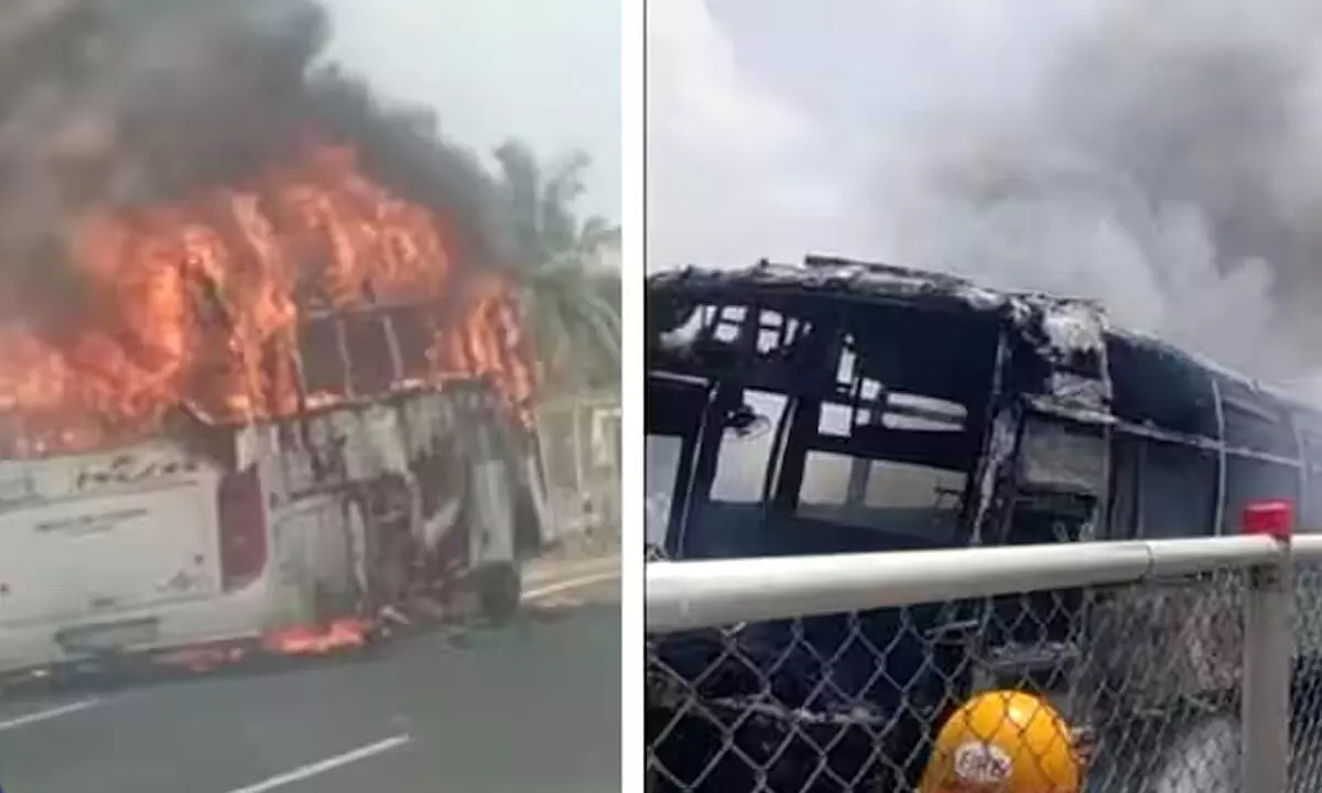 Two buses caught fire in separate incidents in Hyderabad