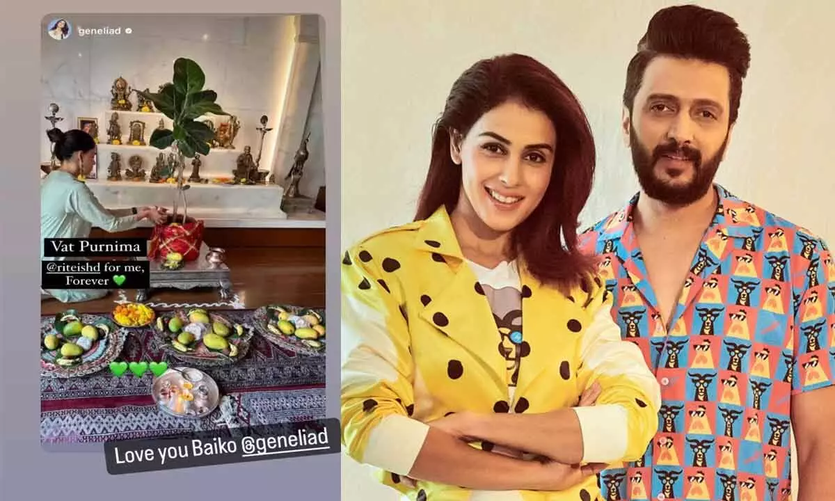 Genelia and Riteish Deshmukh celebrating Vat Purnima