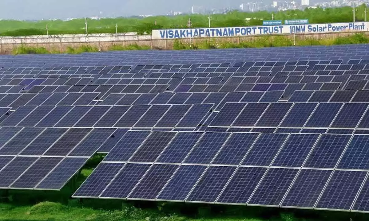 A view of the 10-MW solar plant commissioned by VPA in Visakhapatnam