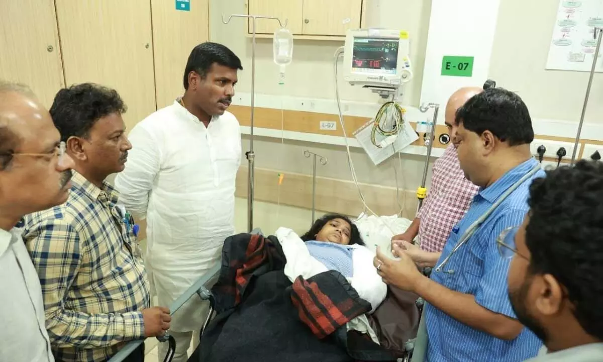 IT minister Gudivada Amarnath interacting with railway minister Ashwin Vaishnaw in Cuttack on Sunday