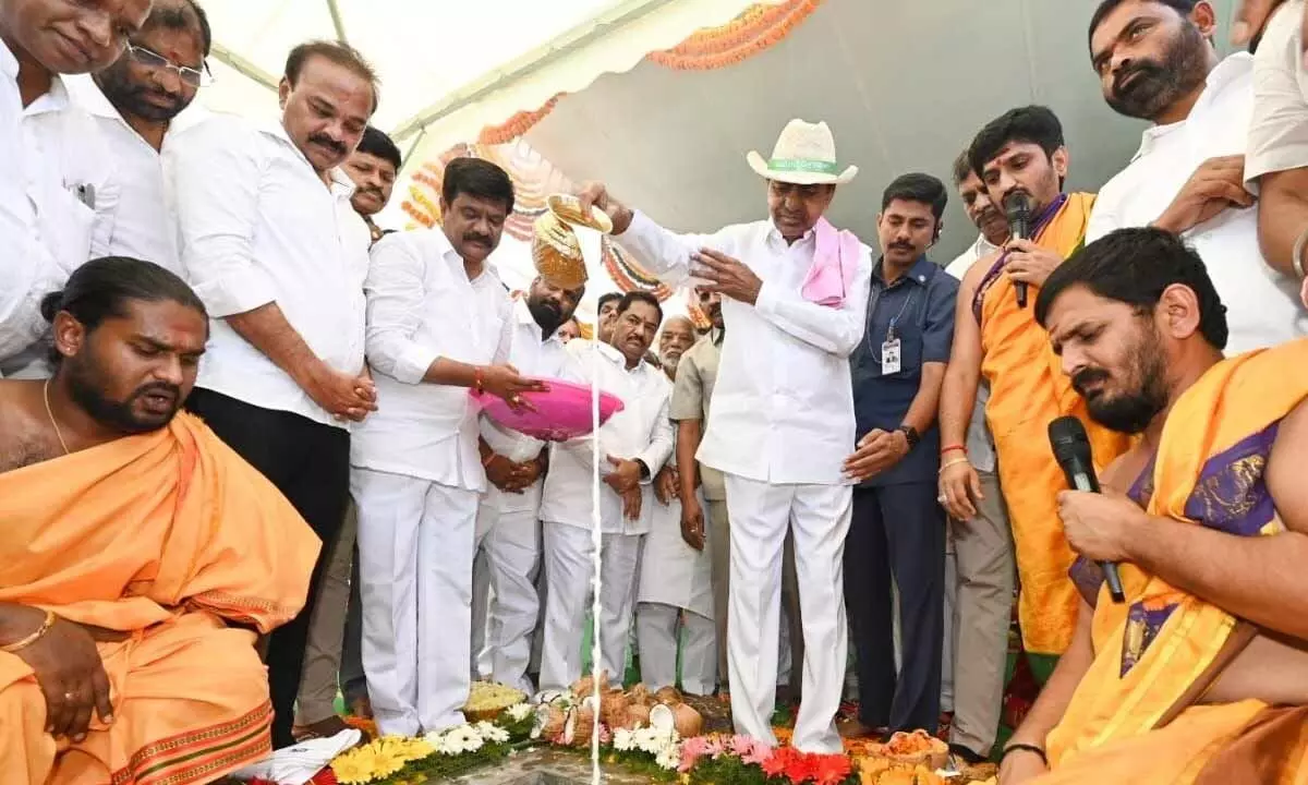 CM KCR lays stone for Bharat Bhavan Centre