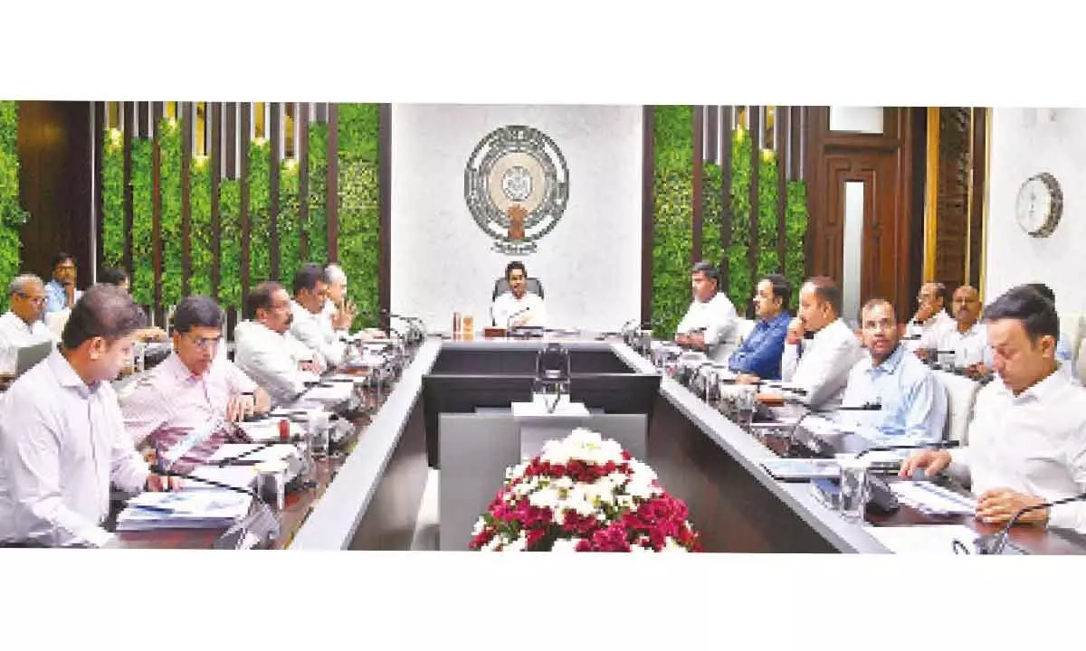 Chief Minister Y S Jagan Mohan Reddy holds a review on implementation of MoUs signed in GIS Summit at his camp office in Tadepalli on Monday