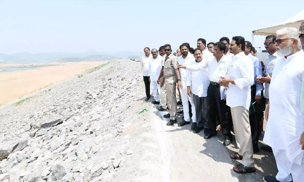 YS Jagan inspects Polavaram project works directs officials to expedite works