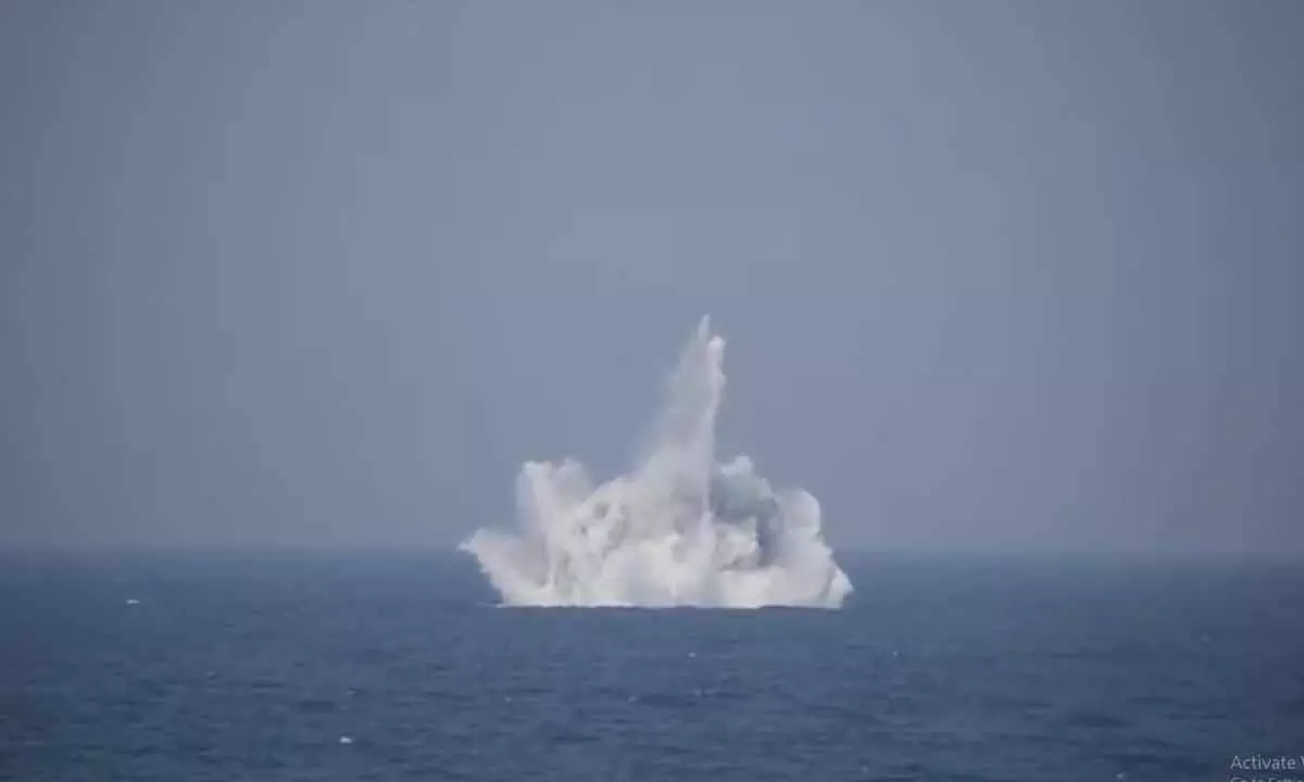 Heavy weight torpedo of Indian Navy engages an underwater target
