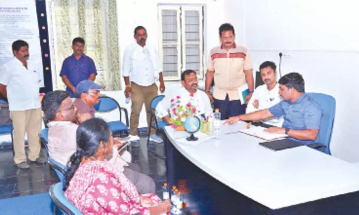 Palnadu district Collector Siva Shankar Lotheti reviewing arrangements for the CM’s visit, at a meeting at Krosuru on Tuesday