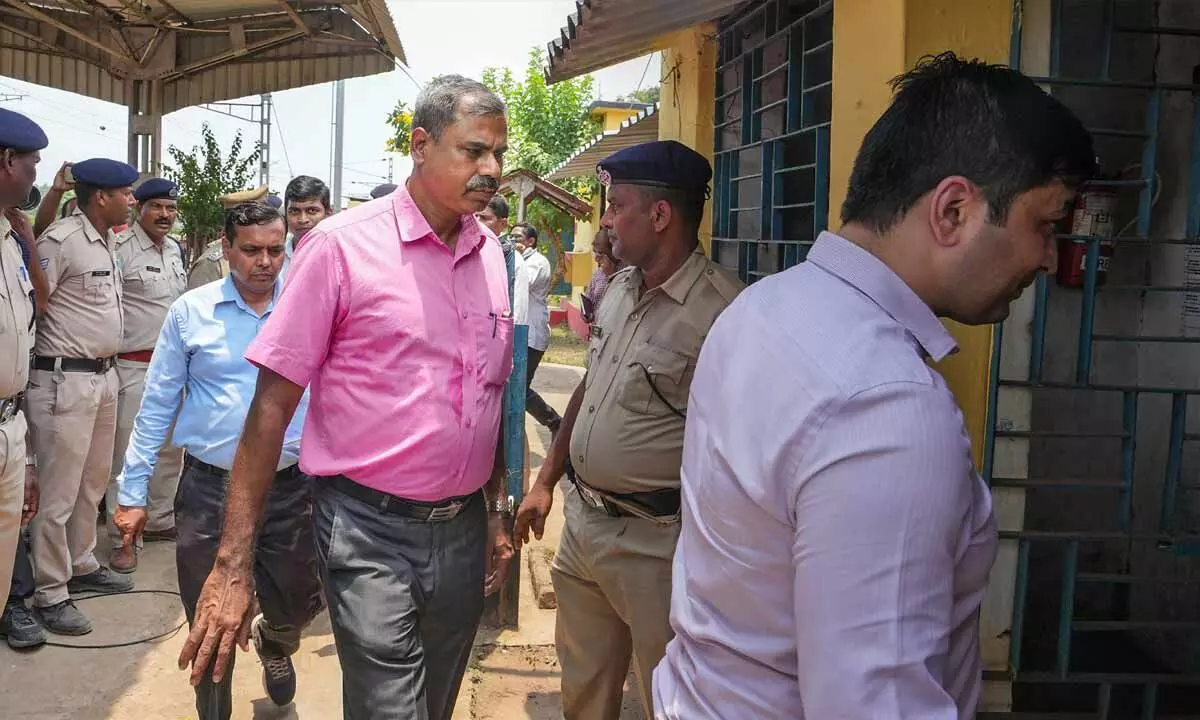 CBI officials arrive at Station Managers room at Bahanga Bazar during their investigation into the triple-train accident, in Balasore district on Tuesday