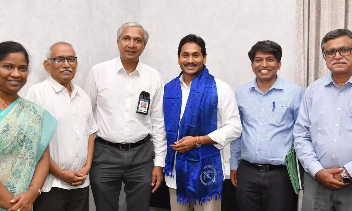 A delegation from CMC Vellore Chittoor campus meets Chief Minister Y S Jagan Mohan Reddy at his camp office in Tadepalli on Thursday