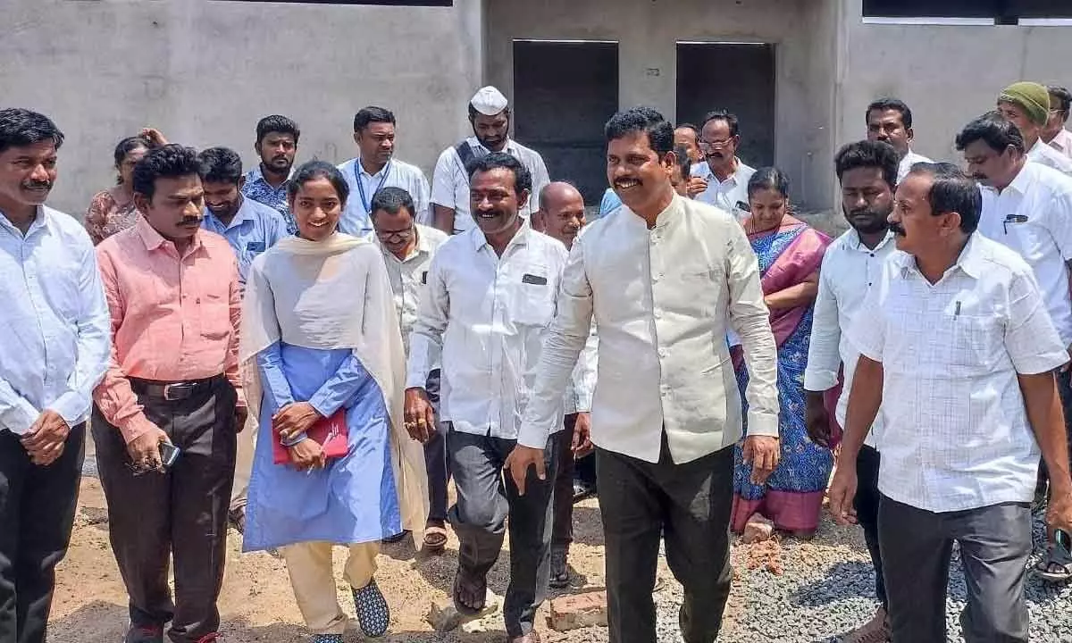 NTR district Collector S Dilli Rao inspecting Nadu-Nedu works Satyalapadu village of Gampalagudem mandal on Thursday