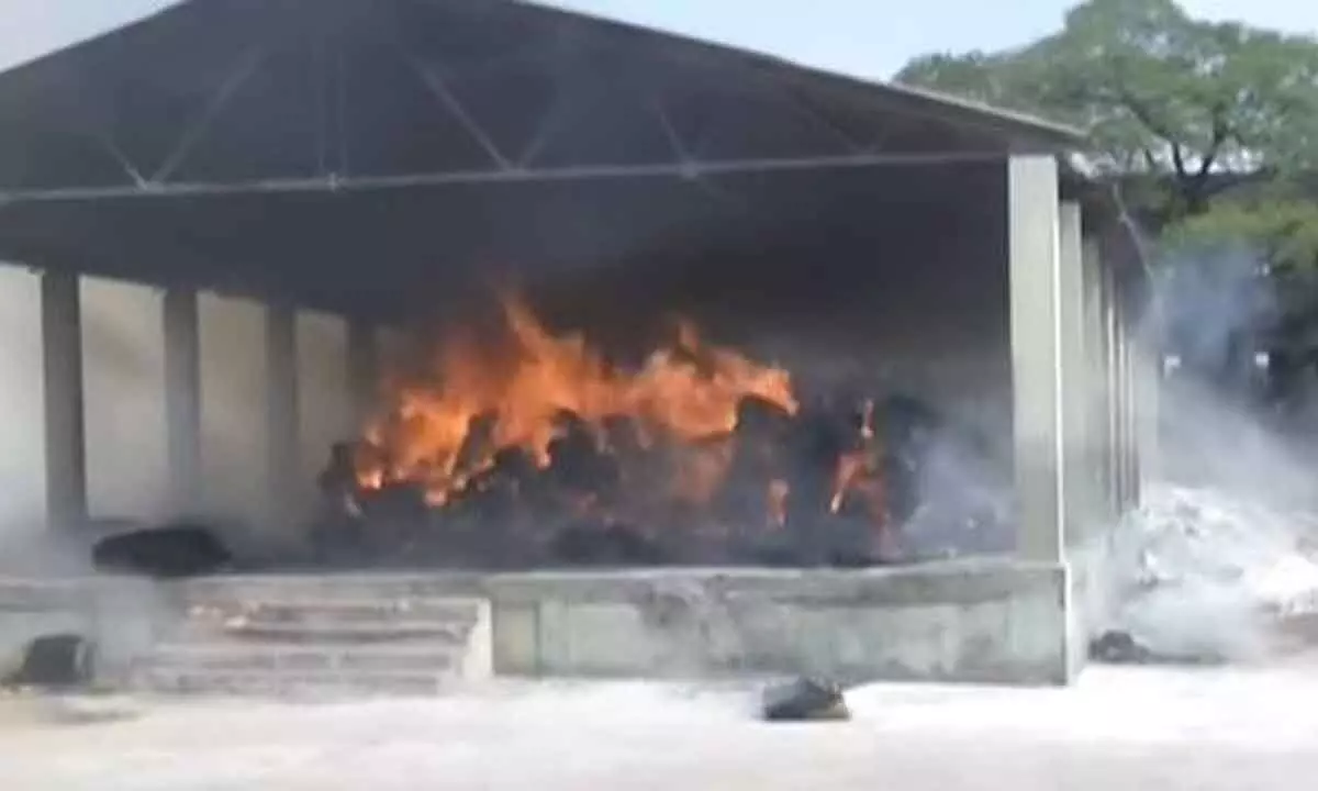 Fire breaks out in Khammam Agricultural Market