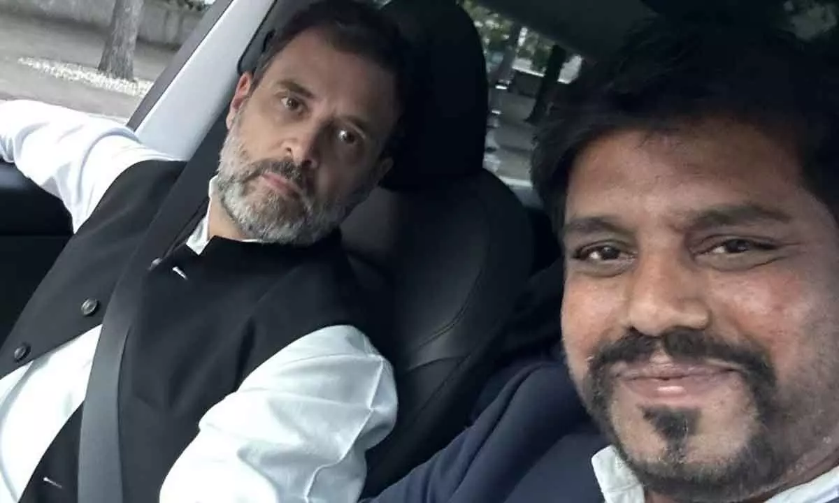 Palamurus Sreedhar Puppali drives Rahul Gandhi around Washington DC in his Tesla