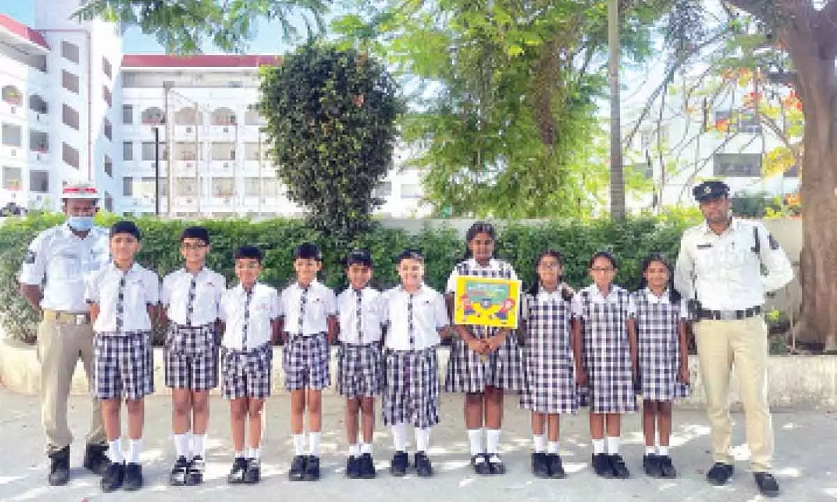 Hyderabad Traffic Police holds safety awareness drive for school students