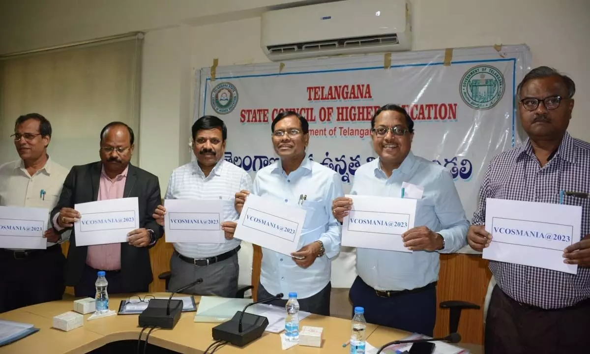 Prof. R. Limbadri, Chairman, Telangana State Council of Higher Education along with senior officers released Telangana State Engineering Common Entrance Test (TS ECET)2023 on Tuesday.