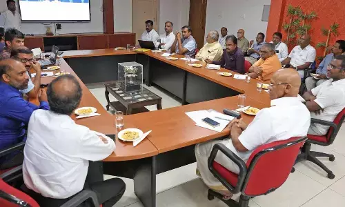 TTD EO A V Dharma Reddy holds a meet on Tirumala museum development, in Tirupati on Wednesday