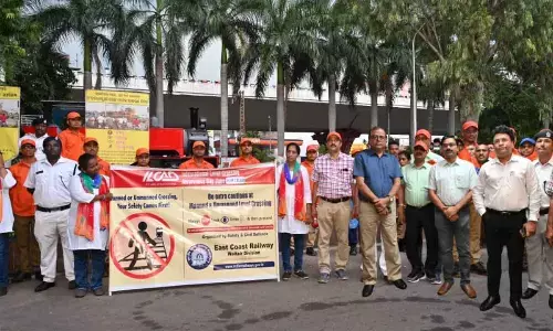 Divisional Railway Manager Anup Satapthy and other officials participating in the ILCAD programme organised in Visakhapatnam on Thursday