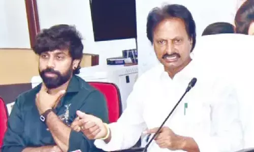 AP FibreNet Limited chairman P Gowtham Reddy addressing media in Vijayawada on Thursday