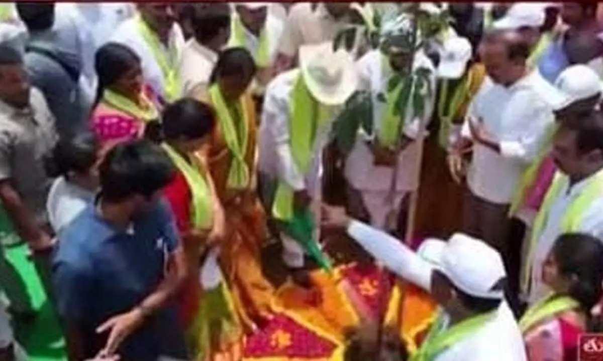 CM KCR plants Maha Gani plant as part of Harita Haram