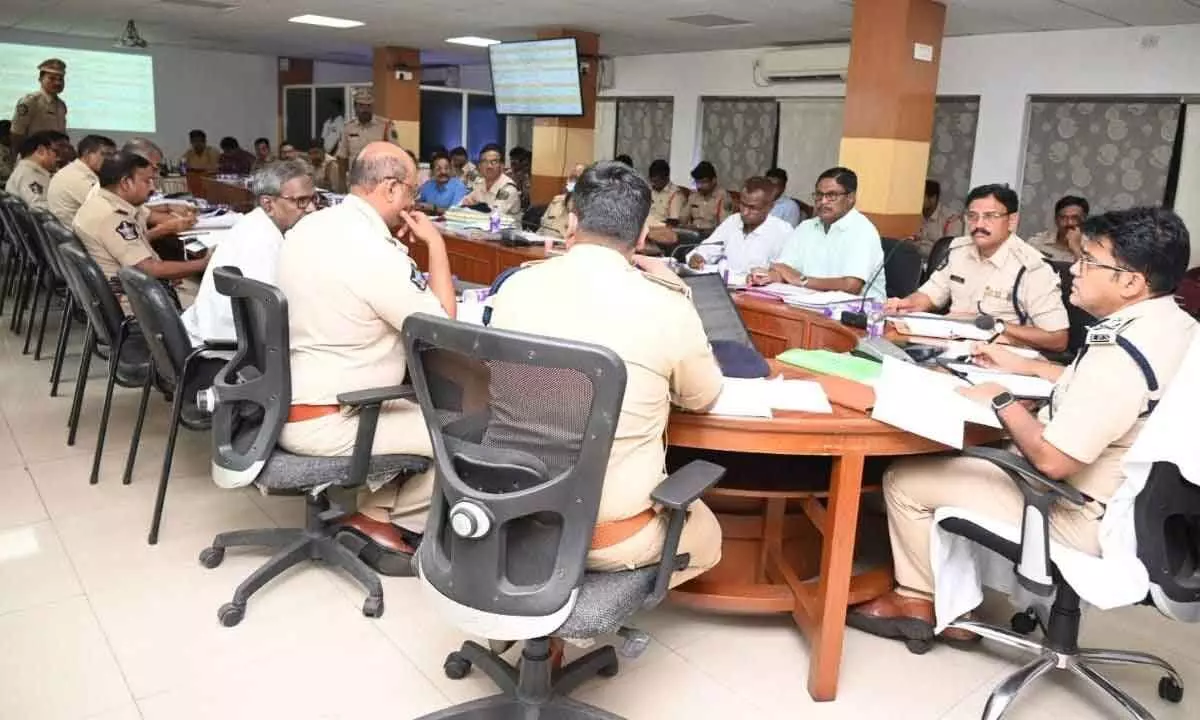 Commissioner of Police CM Trivikrama Varma holding a meeting with the police officials on crime prevention in Visakhapatnam