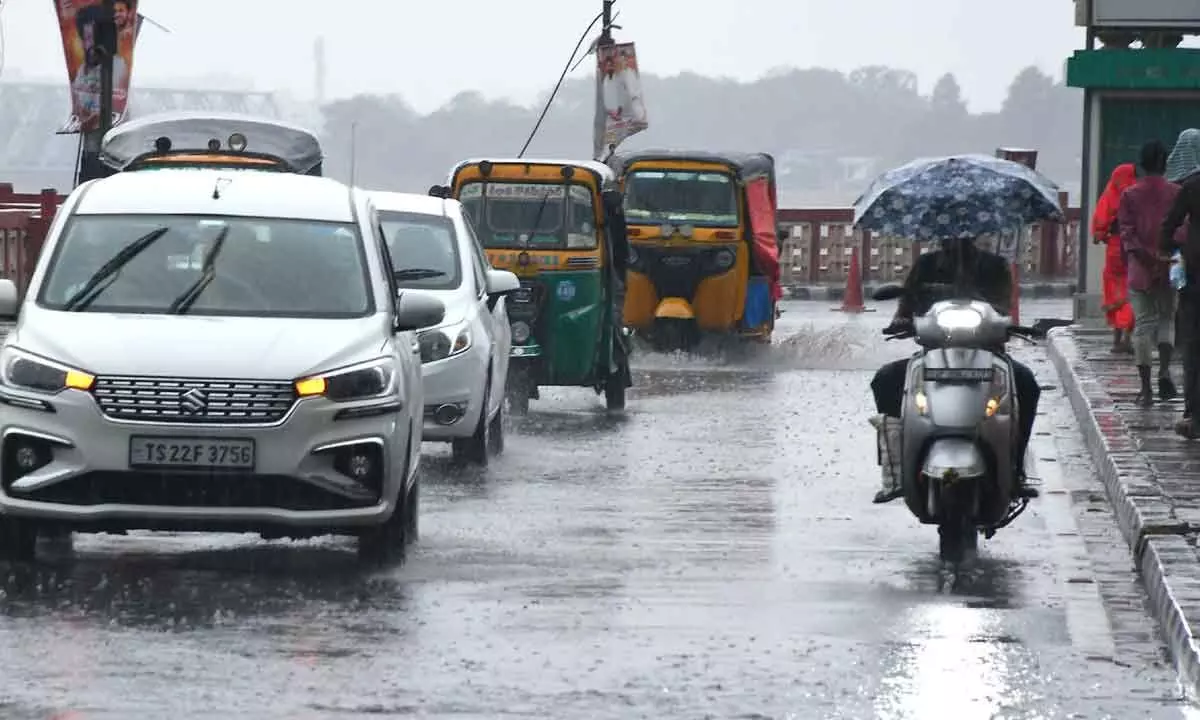 Sudden rain lashed Vijayawada city on Tuesday