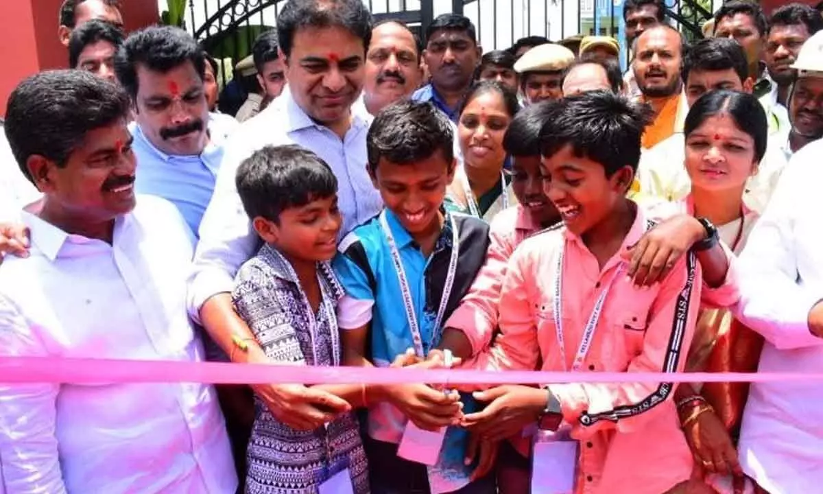 IT and Municipal Minister KT Rama Rao inaugurated Vidya Campus at Ellareddypet in Sircilla district on Tuesday.