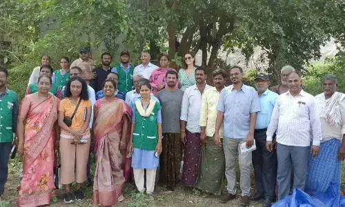 The Ethiopian team interacting with the farmers at Gollapudi village on Tuesday