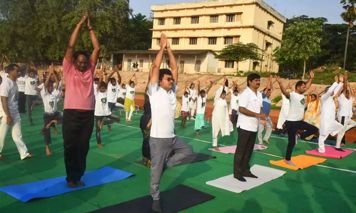 Visakhapatnam: An army of officials, volunteers and students take part in yoga demos