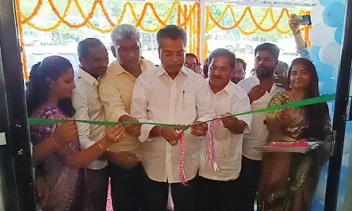 Mylavaram MLA Vasantha Krishna Prasad inaugurating ‘Fish  Andhra’ retail outlet at Gollapudi on Wednesday