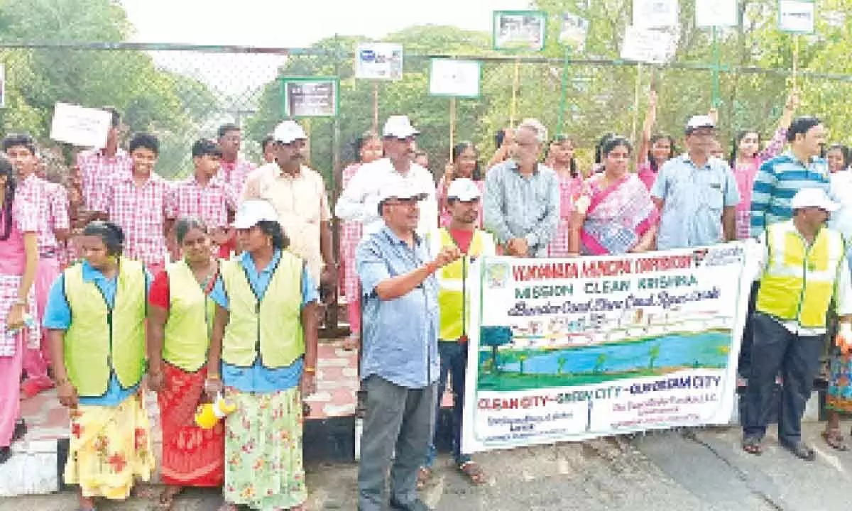 VMC Chief Medical Officer and staff taking part in the rally in Vijayawada on Thursday