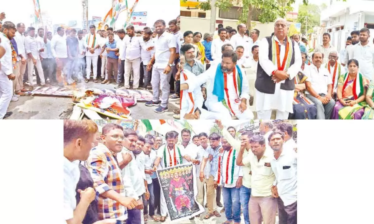 Congress cadres burn CM’s effigies as protest