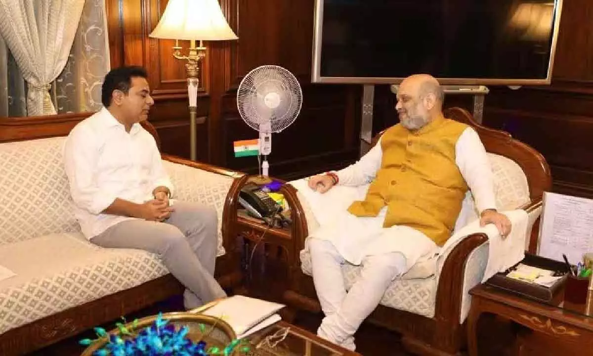 KTR with Amit Shah (File Pic)