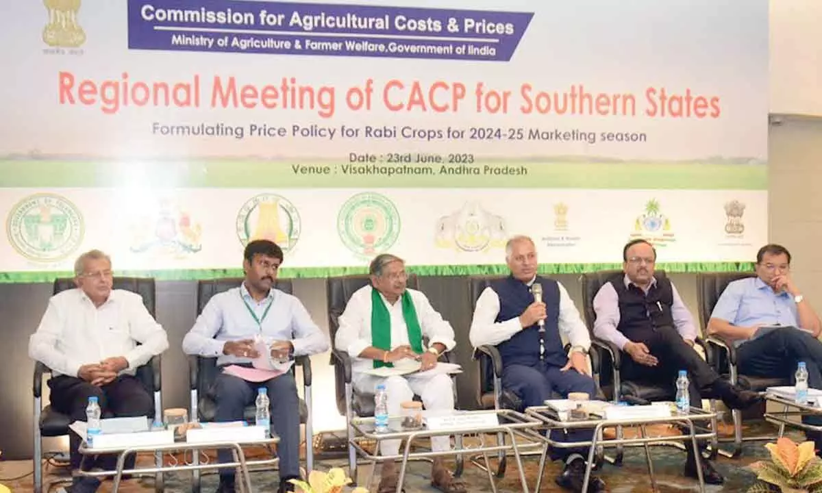 Commission for Agricultural Costs and Prices (CACP) Chairman Vijay Paul Sharma addressing the gathering in Visakhapatnam on Friday