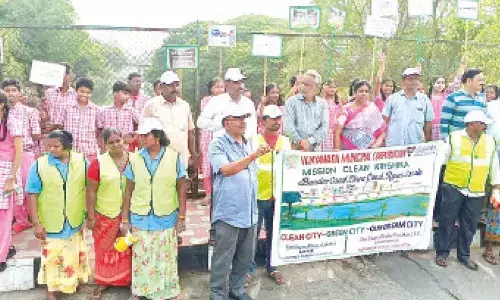 VMC Chief Medical Officer and staff taking part in the rally in Vijayawada on Thursday