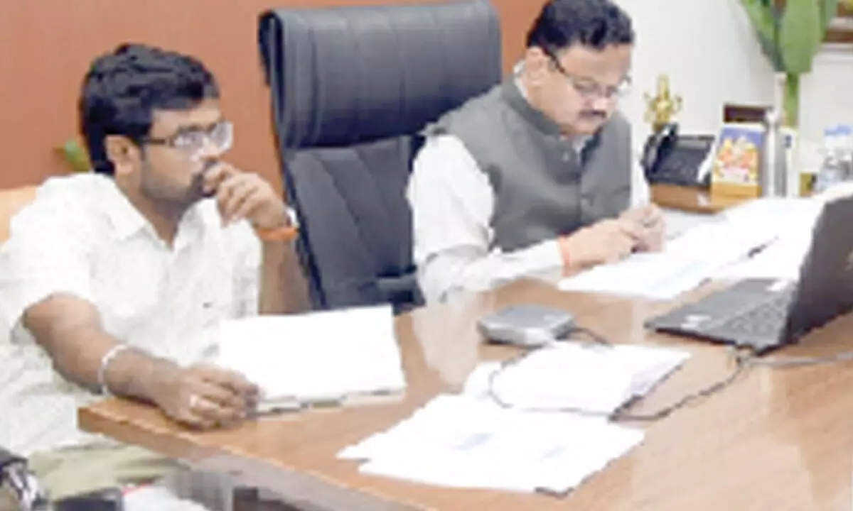 District Collector K Venkataramana Reddy and Joint Collector DK Balaji holds review with officials in Tirupati on Saturday